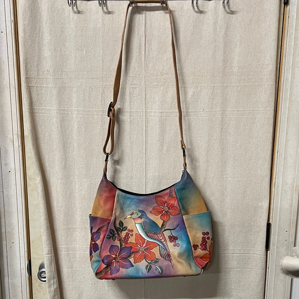 Anna but Anuschka Colorful Floral Bird Design Women's Bag